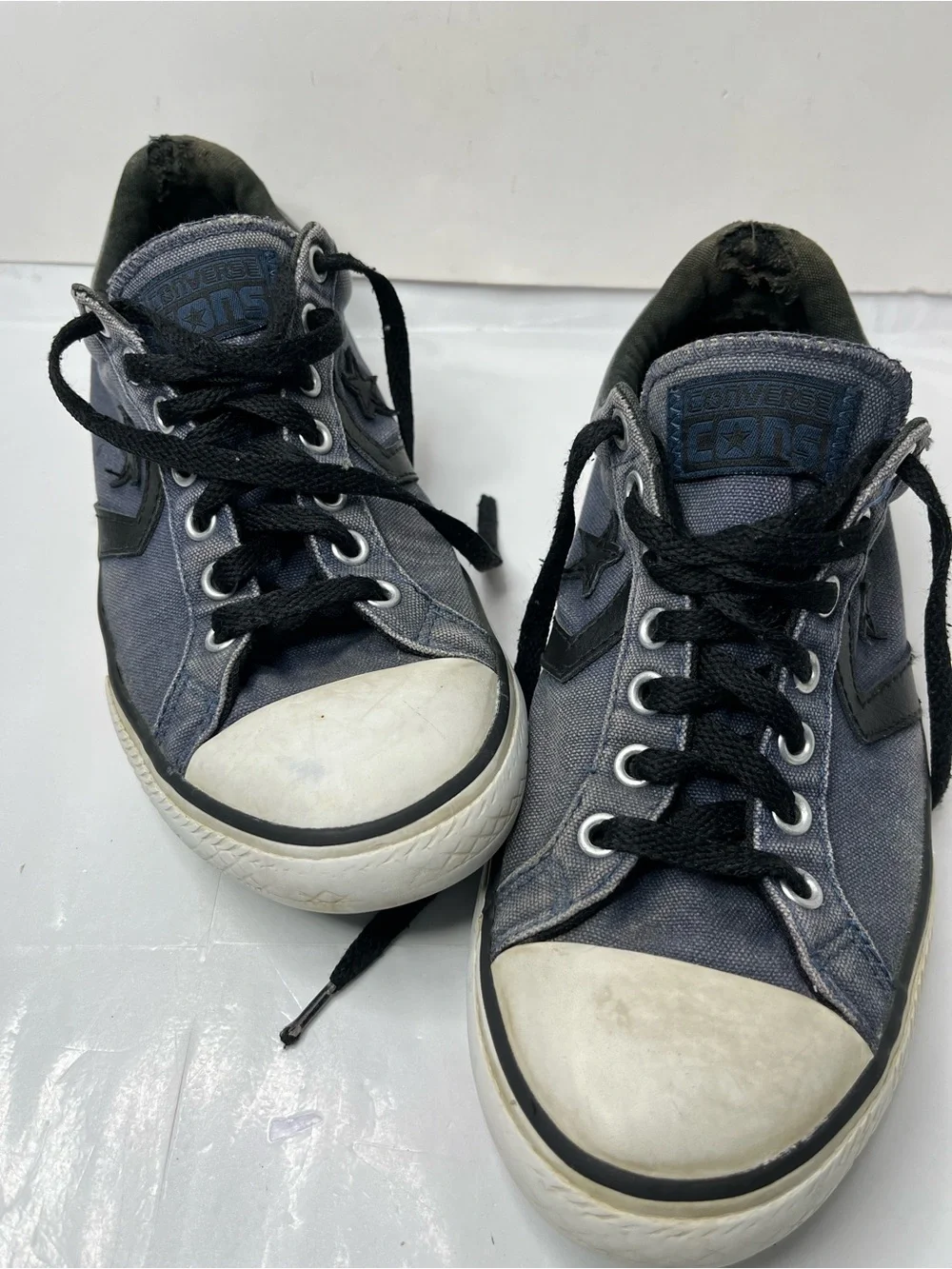 Vintage Converse One Star Low Top Blue Canvas Shoes Distressed Fade Men Size 6 - Picture 12 of 13